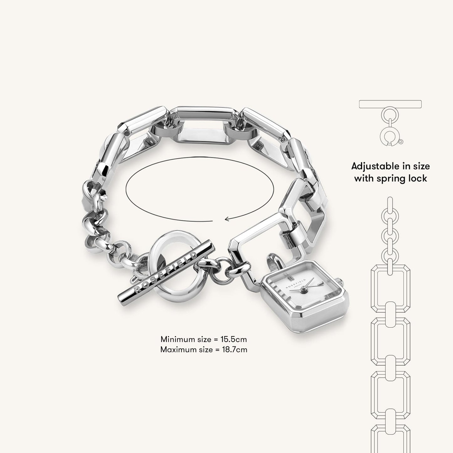 The Octagon Charm Chain White Silver
