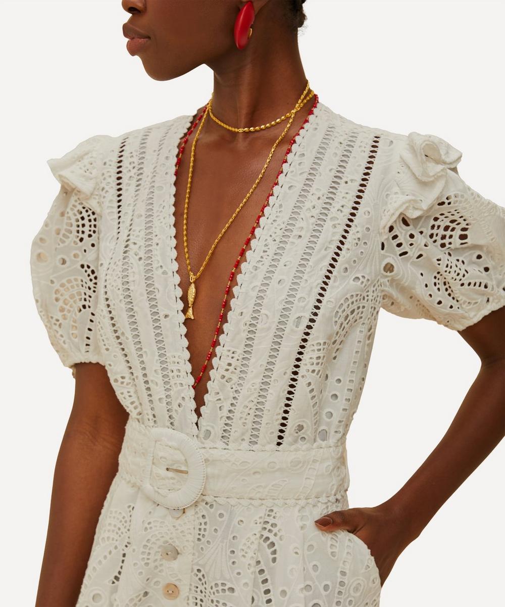 Broderie-anglaise puff-sleeve jumpsuit
