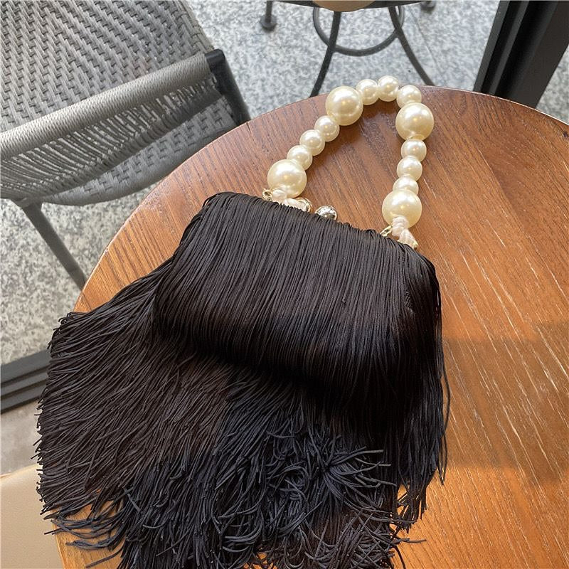 Pearl Chain Tassel Evening Bag