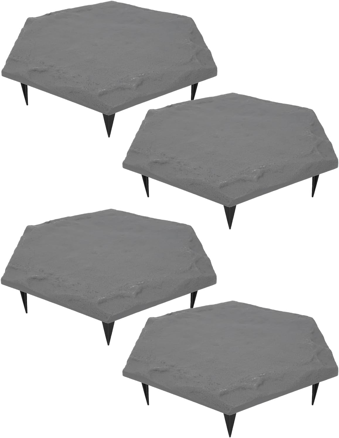 4pcs Hexagon 17inch Outdoor Stepping Stones with Ground Stakes