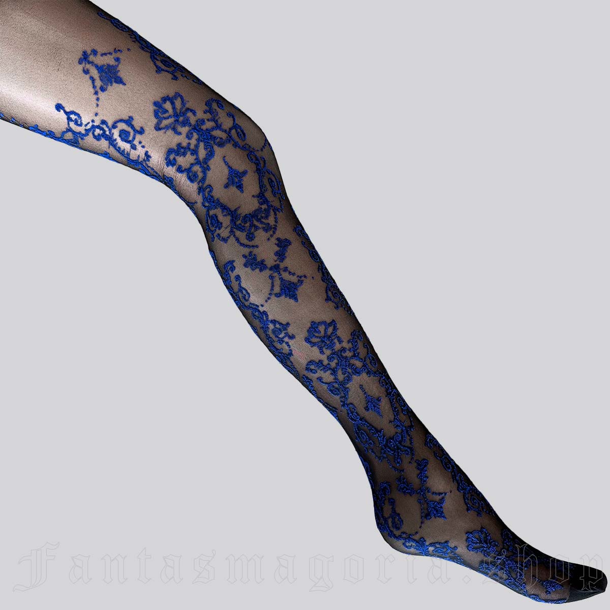 Women's Romantic Gothic black sheer ornamental pattern tights