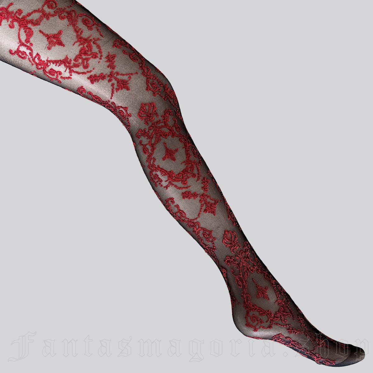 Women's Romantic Gothic black sheer ornamental pattern tights
