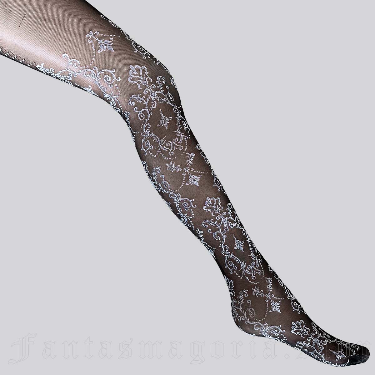 Women's Romantic Gothic black sheer ornamental pattern tights