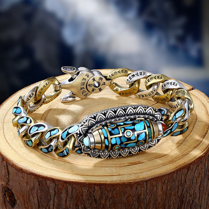 Nine-Eye Dzi Bead Turquoise Protection Bracelet