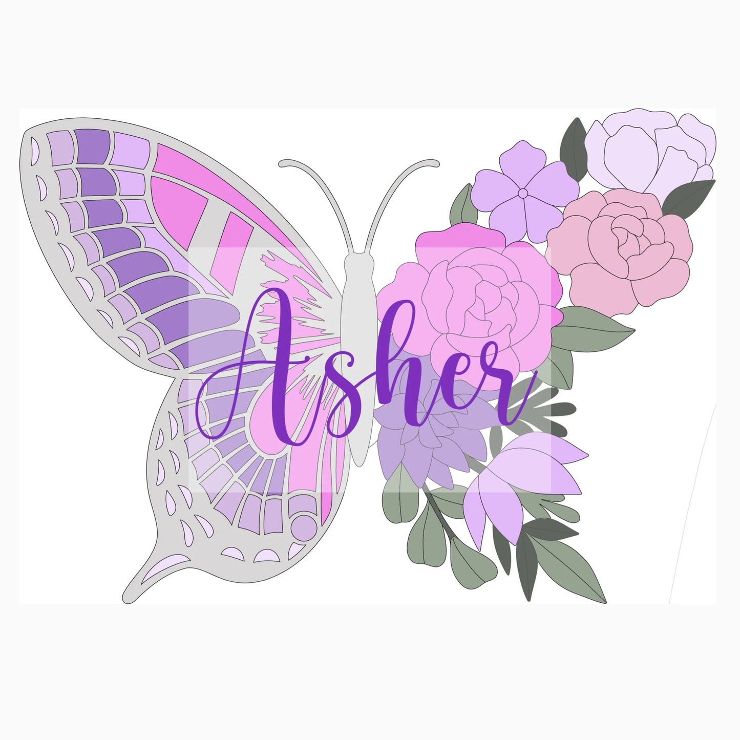 33 by 23 butterfly in pink and purple color scheme