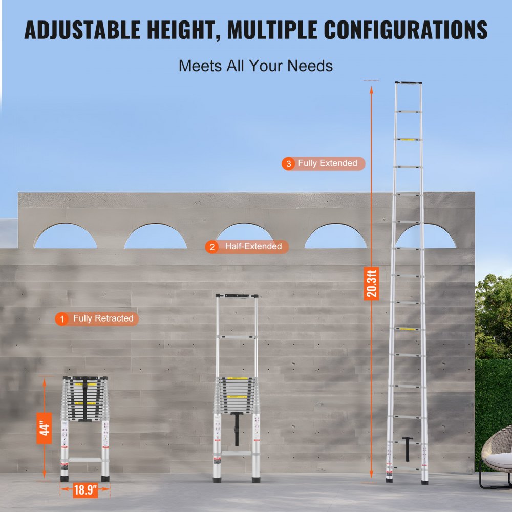 400 LBS Collapsible Extension Ladder