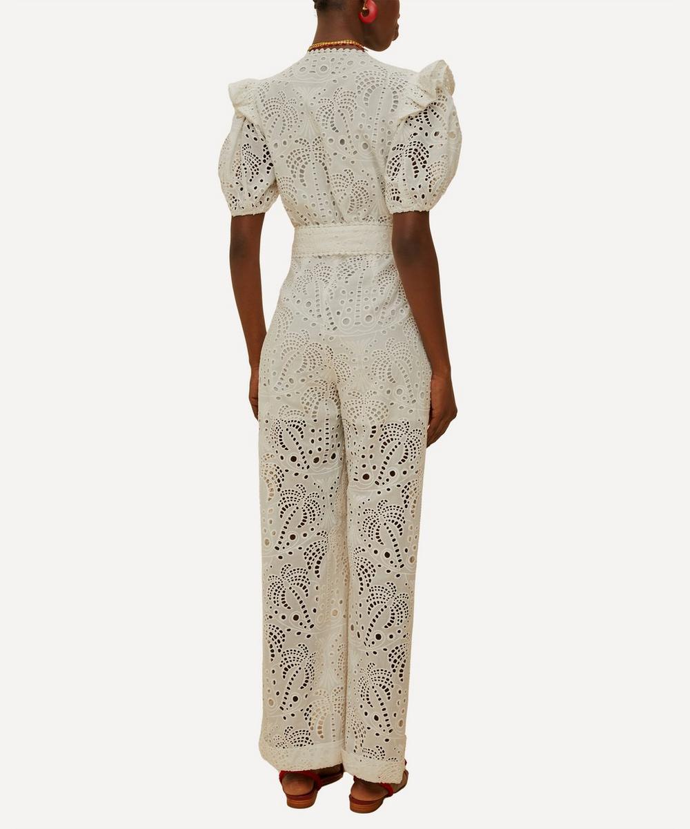 Broderie-anglaise puff-sleeve jumpsuit