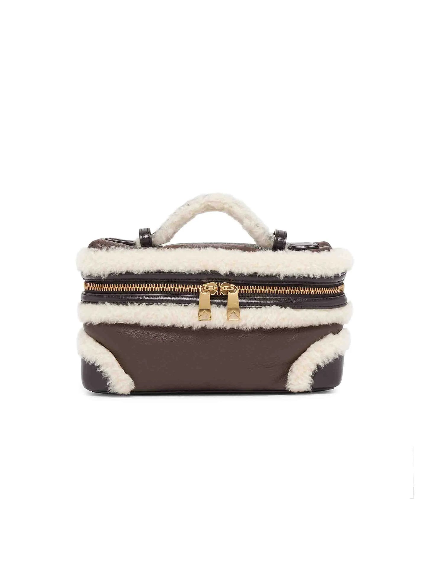 Shearling-Trimmed Vanity Case with detachable strap