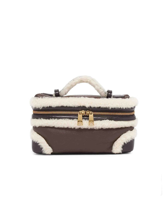 Shearling-Trimmed Vanity Case with detachable strap