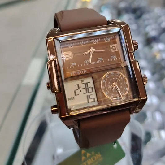 Three time zone electronic luminous mechanical multi-function watch