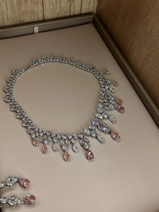 Diamond necklace and matching earrings