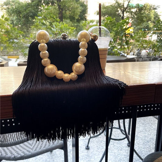 Pearl Chain Tassel Evening Bag