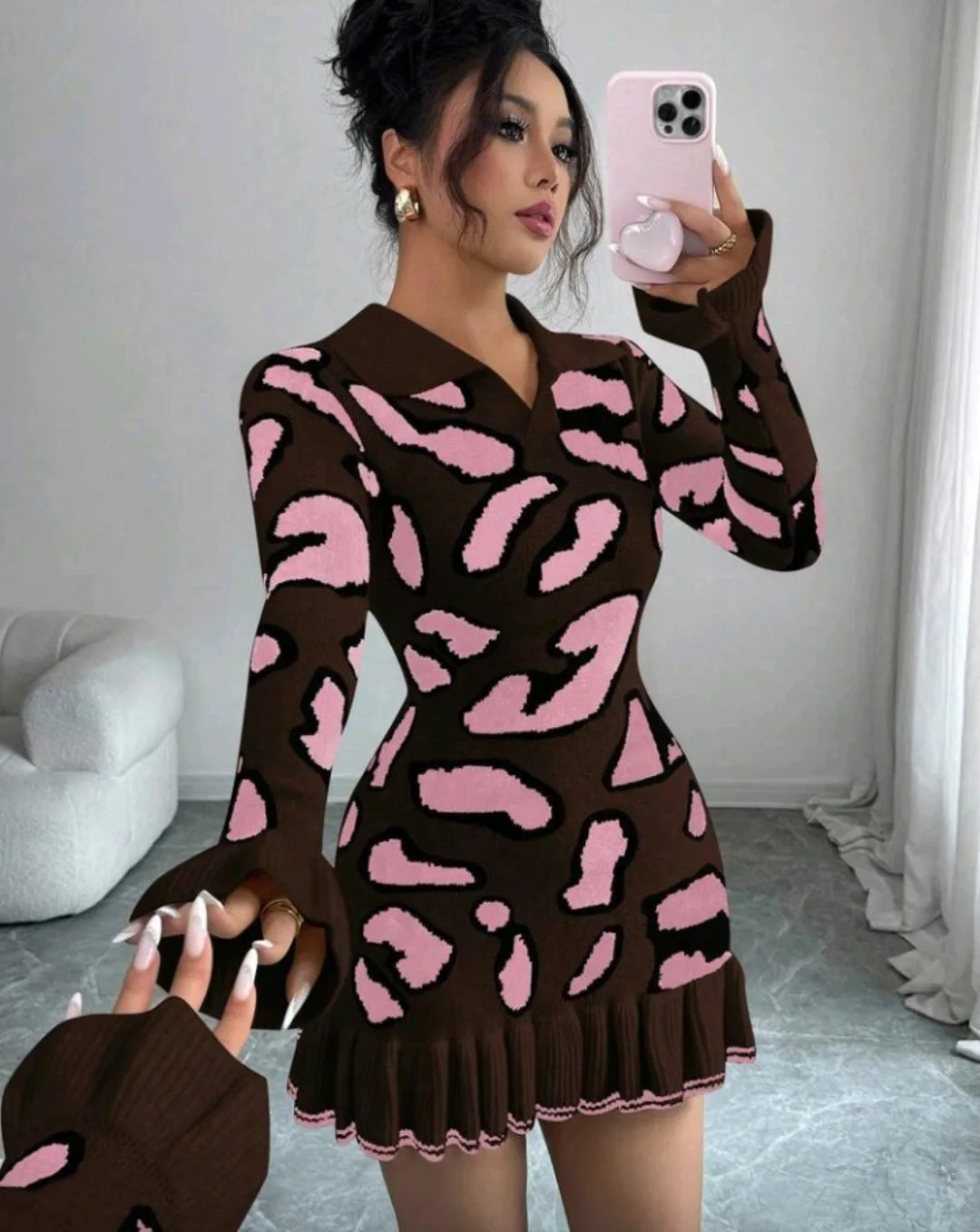 Women's Cheetah Print Sweater Dress