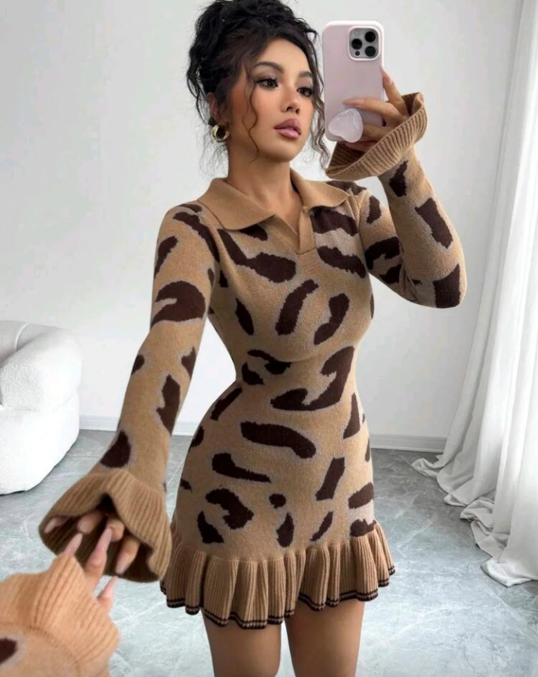 Women's Cheetah Print Sweater Dress