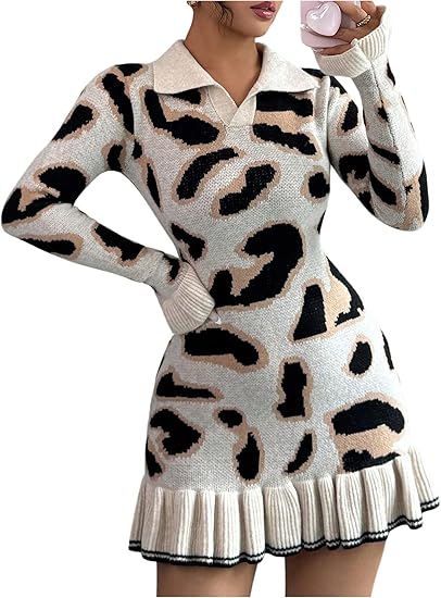 Women's Cheetah Print Sweater Dress