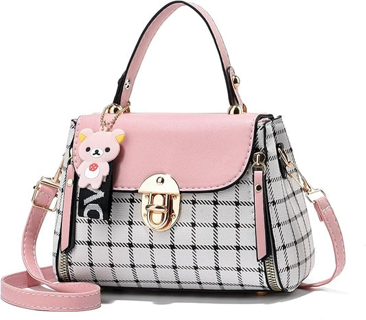 Plaid Pattern Satchel Crossbody Handbags