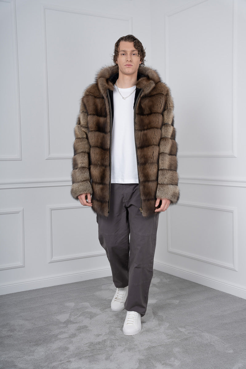 Brown Fisher Jacket with Hood