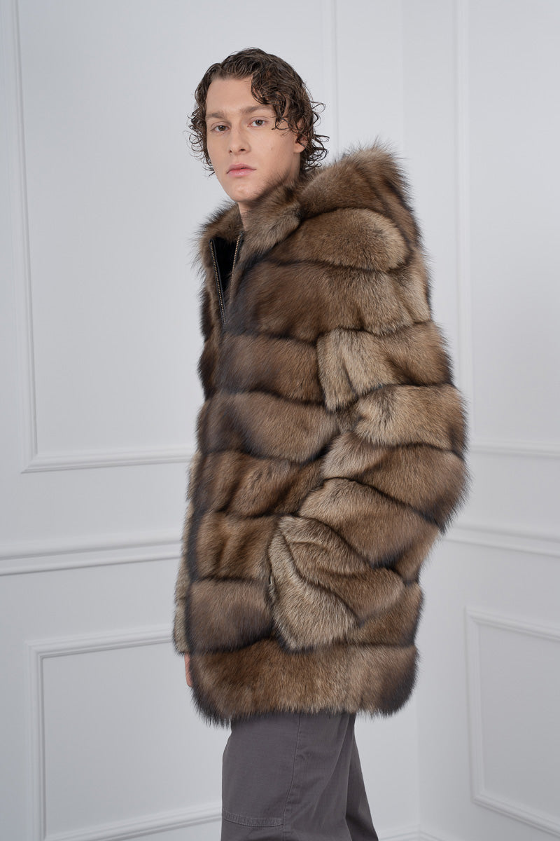 Brown Fisher Jacket with Hood