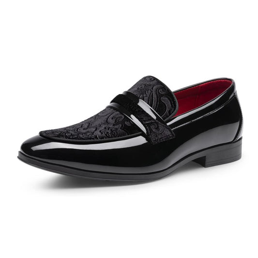 Men's Tuxedo Patent Loafers Classic Velvet Slip-on Dress Shoes