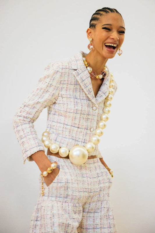 Retro Pearl Necklace Hard Dinner Bag
