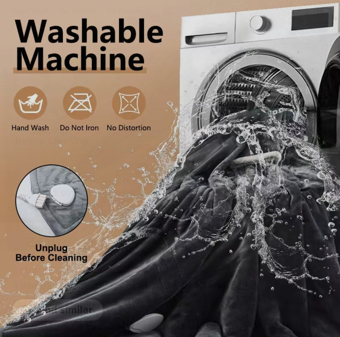 Electric Heated Reversible Blanket Wrap Shawl