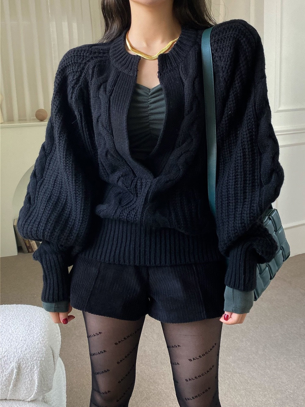 Cable knit pullover sweater