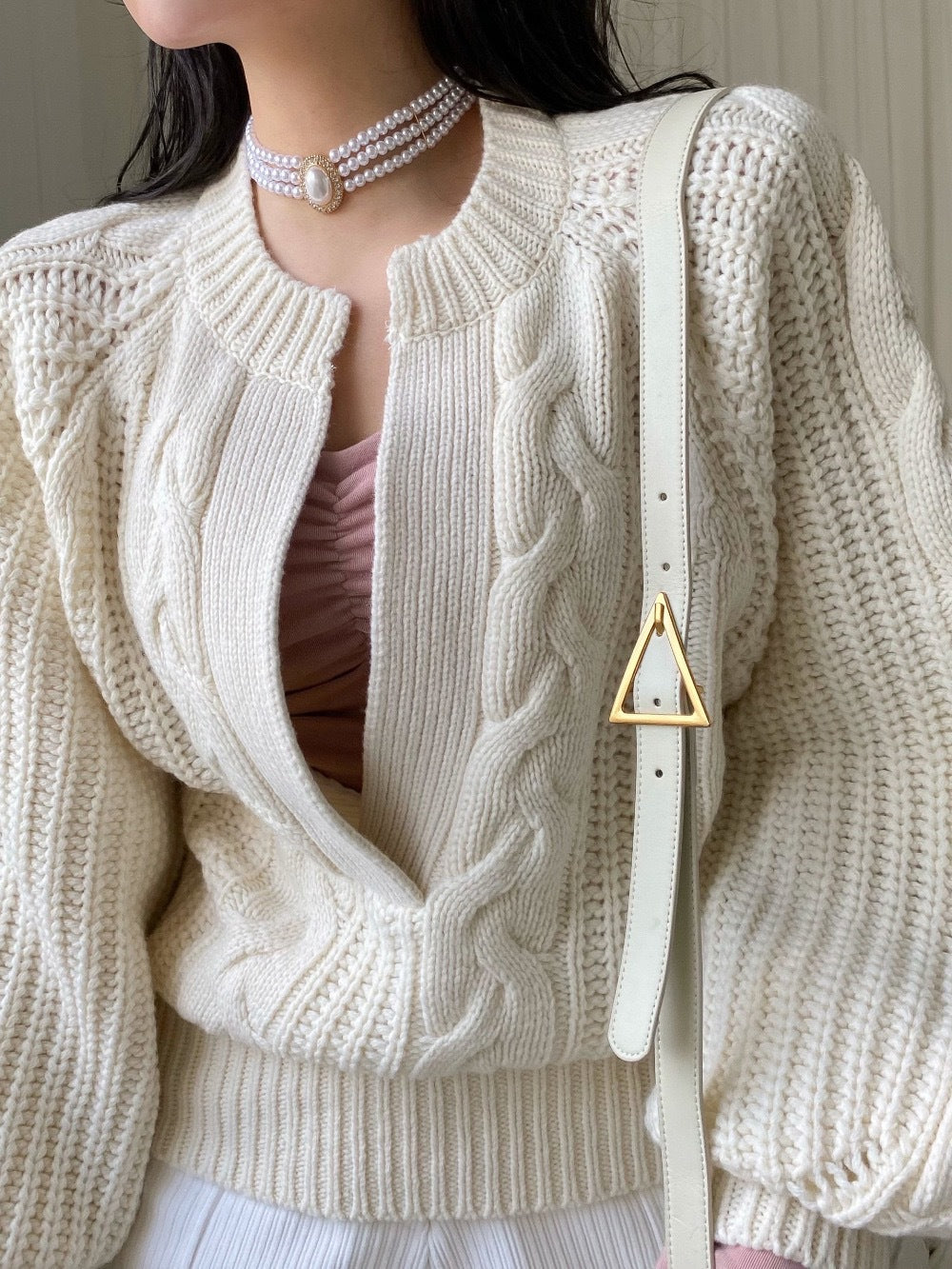 Cable knit pullover sweater