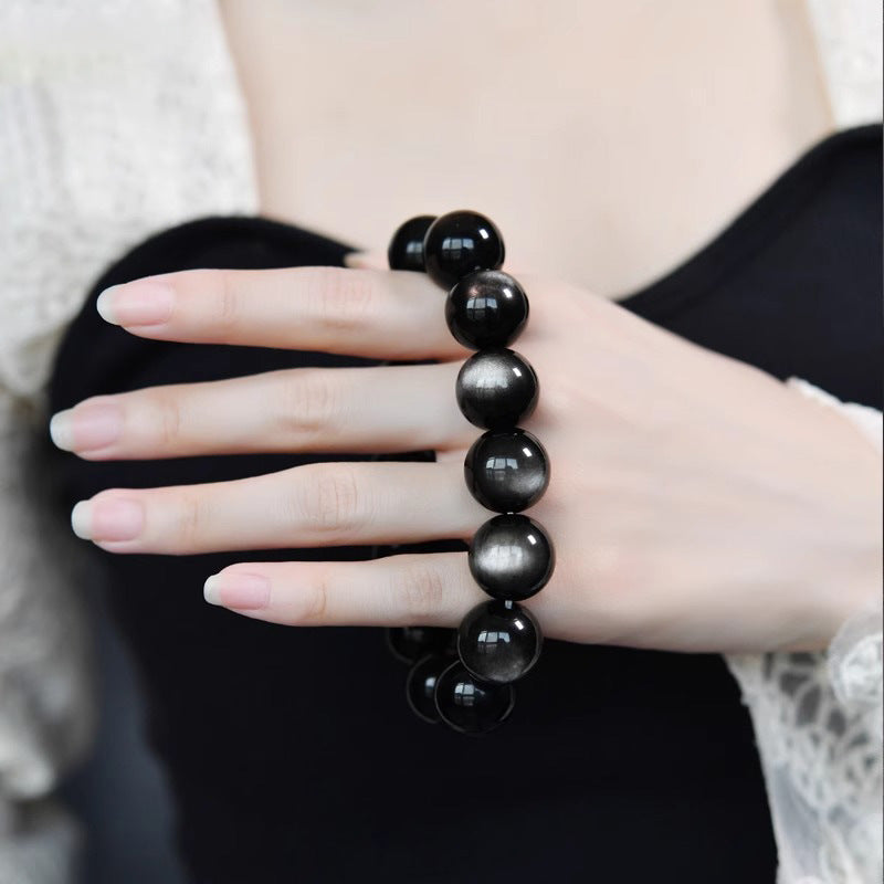Natural Silver Sheen Obsidian Soothing Protection Bracelet