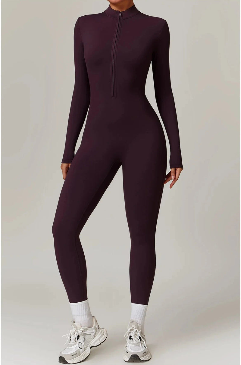 Ultrafine Merino Seamless Elastic Zipper Jumpsuit