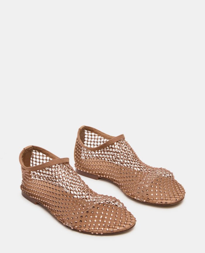 Crystal-embellished mesh slip-on shoes