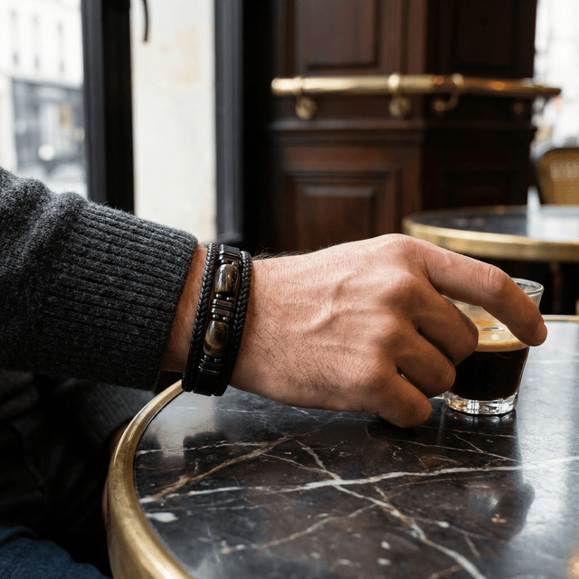 Buddha Stones Tiger Eye Power Magnetic Buckle Multilayered Leather Bracelet