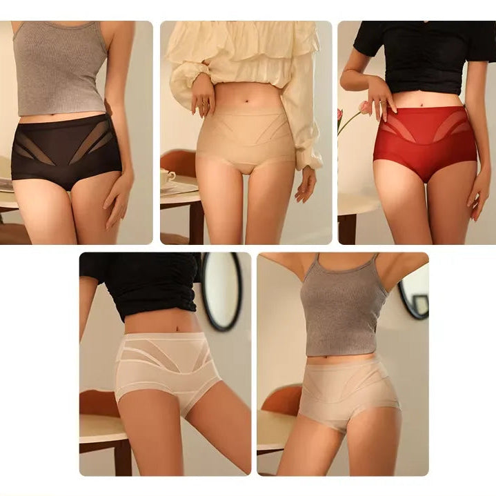 High waist tummy control invisible silk women's underwear