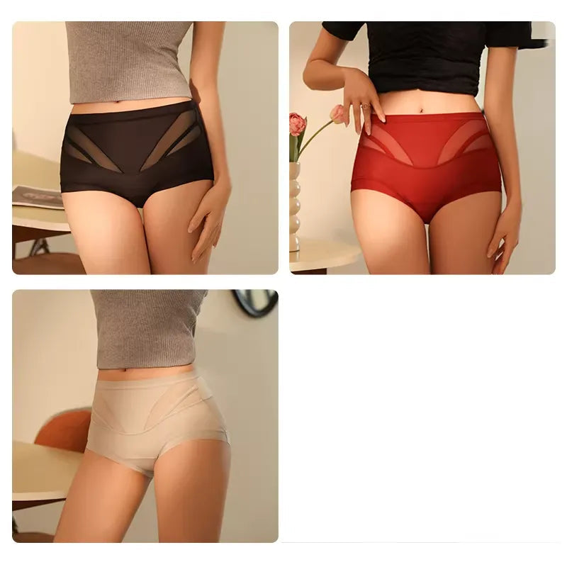 High waist tummy control invisible silk women's underwear