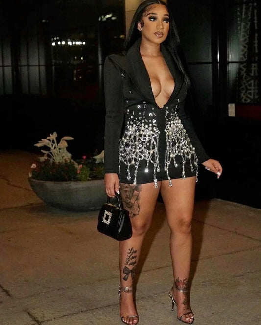 Rhinestones blazer dress