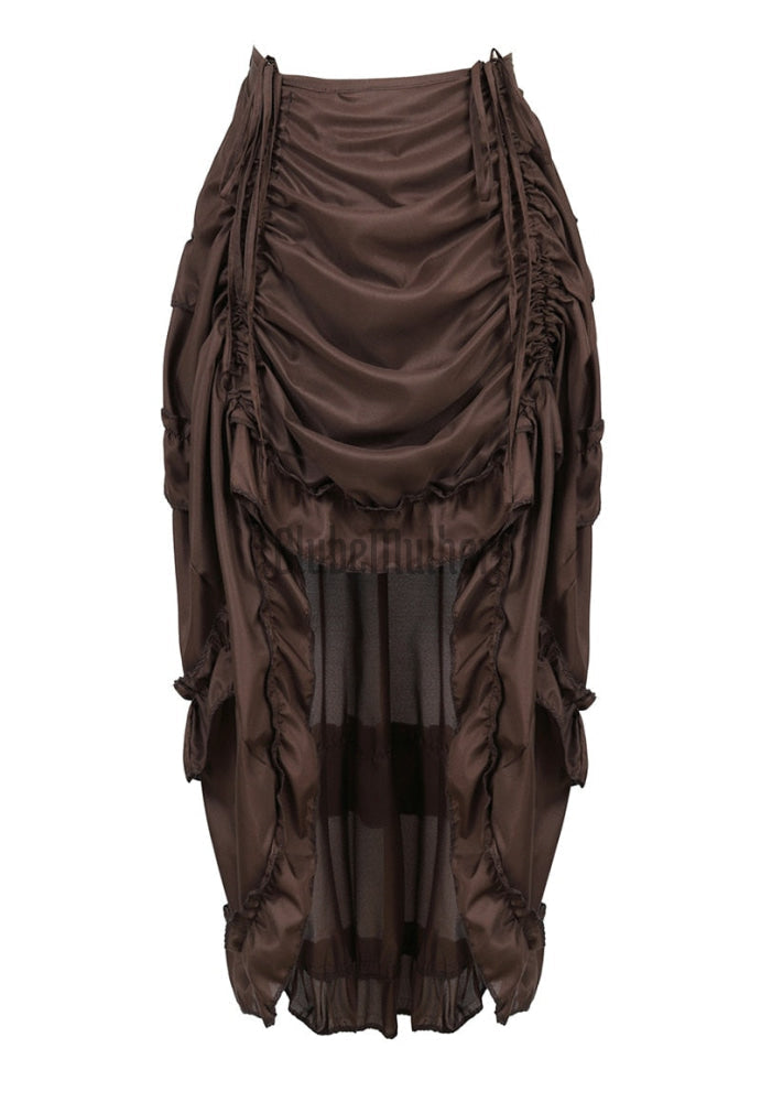 Retro Victorian High-Low Drawstring Skirt