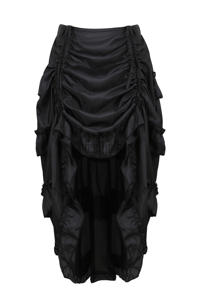 Retro Victorian High-Low Drawstring Skirt