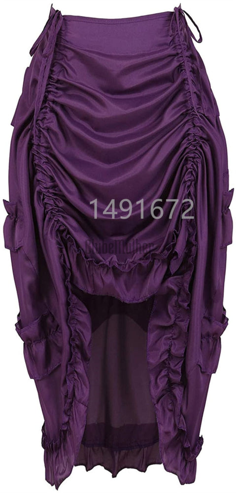 Retro Victorian High-Low Drawstring Skirt