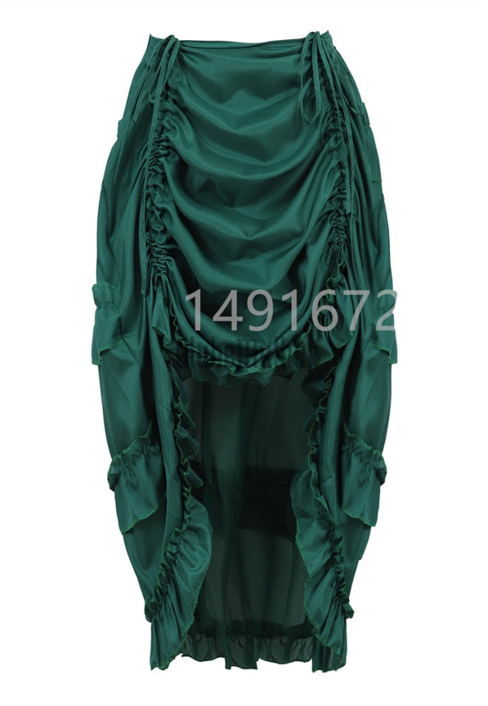 Retro Victorian High-Low Drawstring Skirt