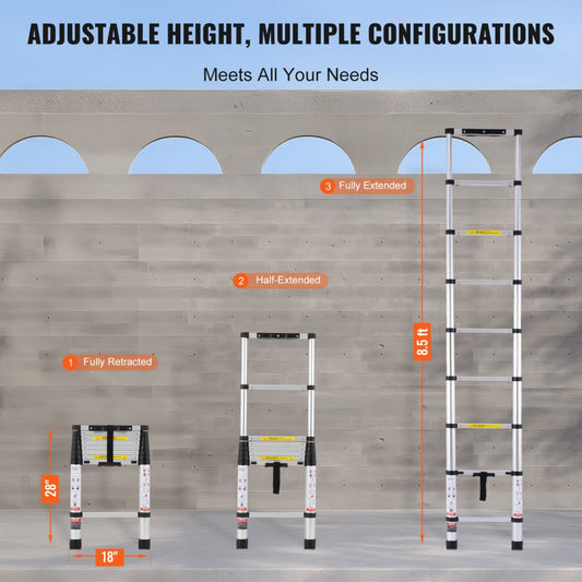 400 LBS  Collapsible Extension Ladder