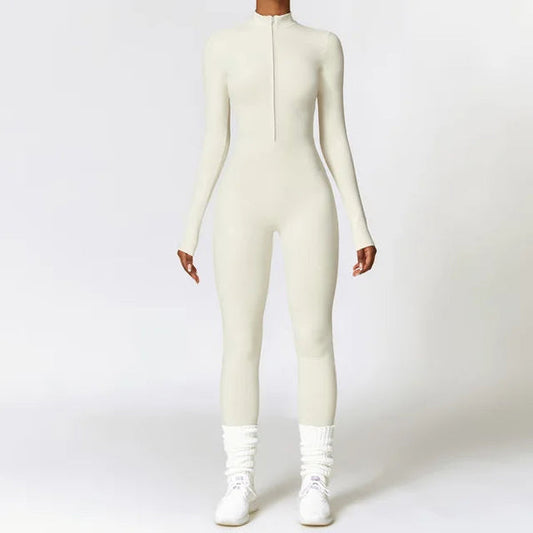 Ultrafine Merino Seamless Elastic Zipper Jumpsuit