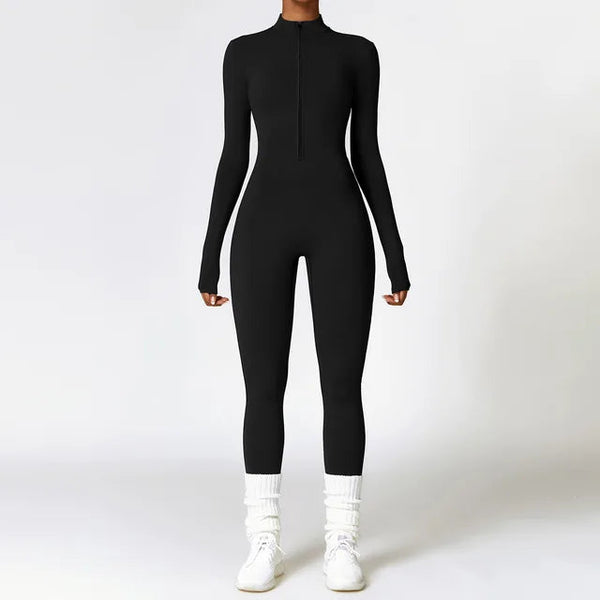 Ultrafine Merino Seamless Elastic Zipper Jumpsuit
