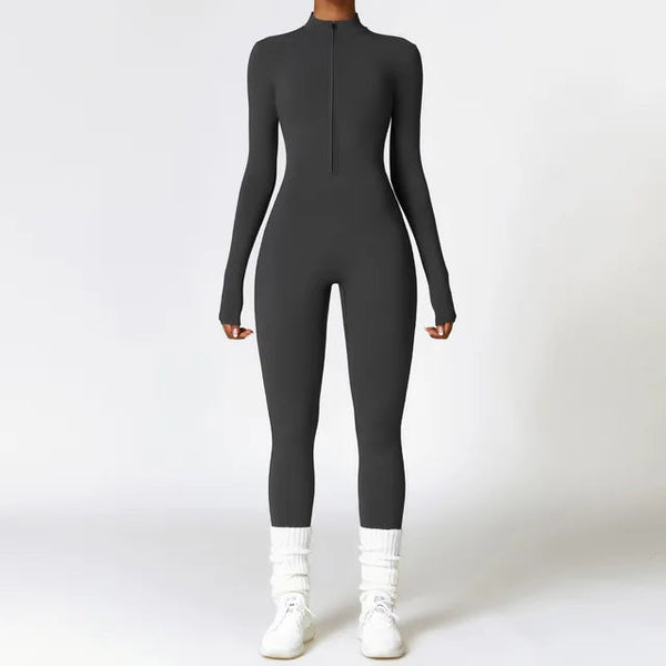 Ultrafine Merino Seamless Elastic Zipper Jumpsuit